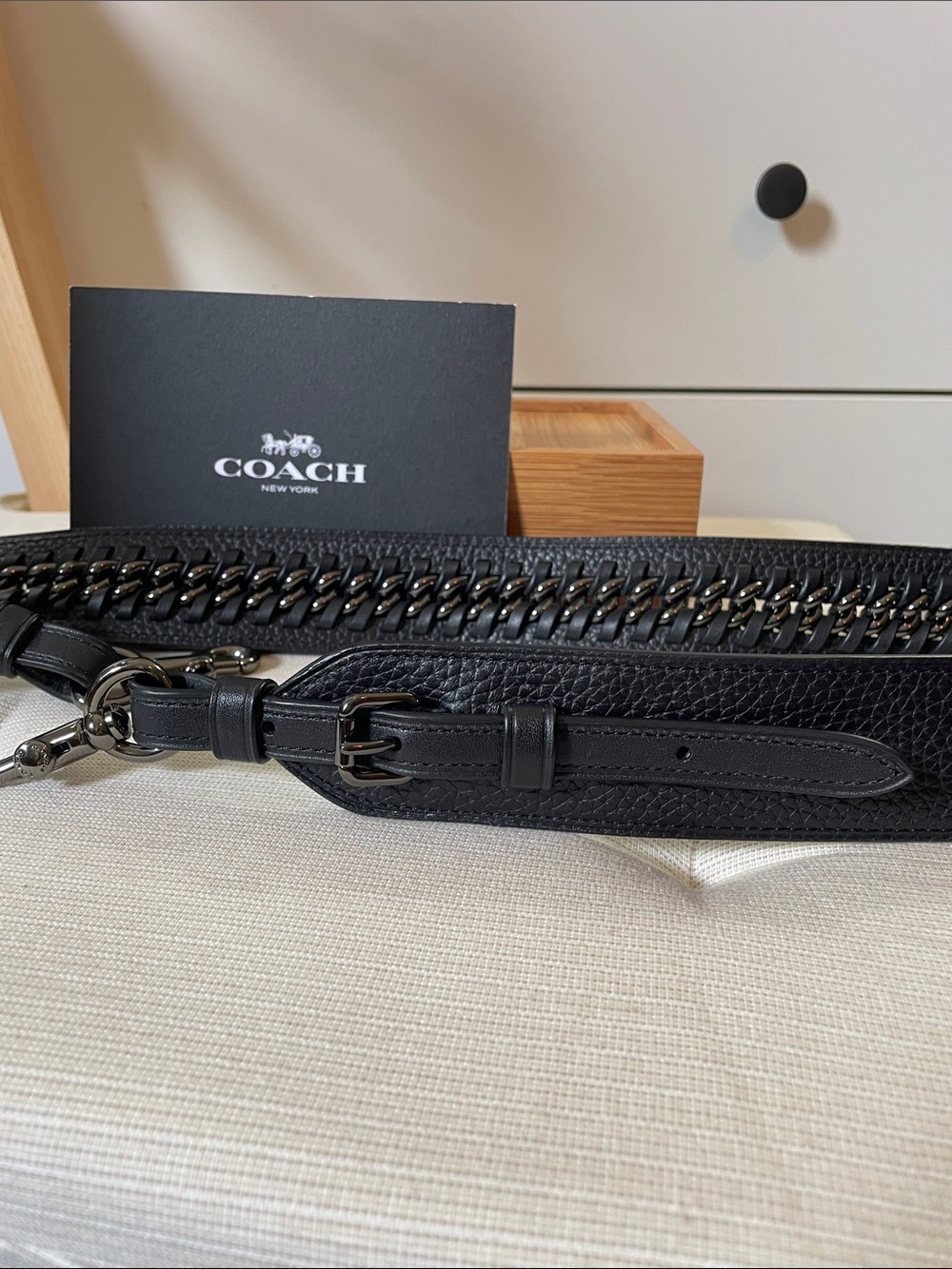 Coach Strap With Chain Detail in Gunmetal/Black - Picture 17 of 17